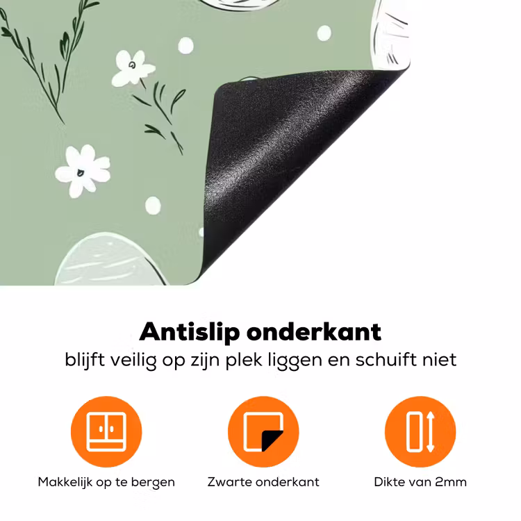 Groen - Eieren - Patroon Inductie beschermer vinyl 3mm klein -zzzzzzz-td-onderkant