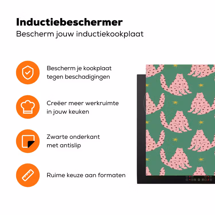Groen - Katten - Stippen - Sterren Inductie beschermer vinyl 3mm klein 276 -zzzzzzz-td-ups
