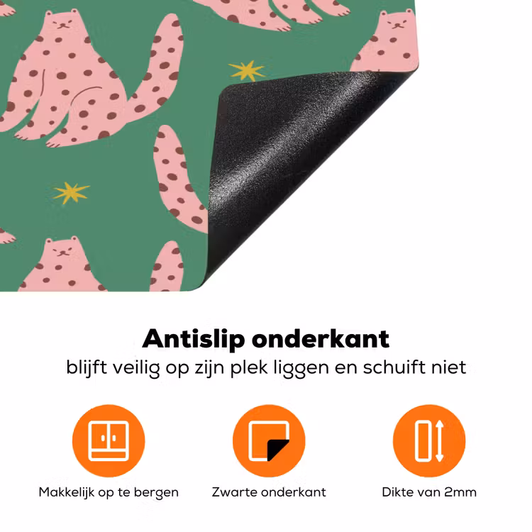 Groen - Katten - Stippen - Sterren Inductie beschermer vinyl 3mm klein 276 -zzzzzzz-td-onderkant