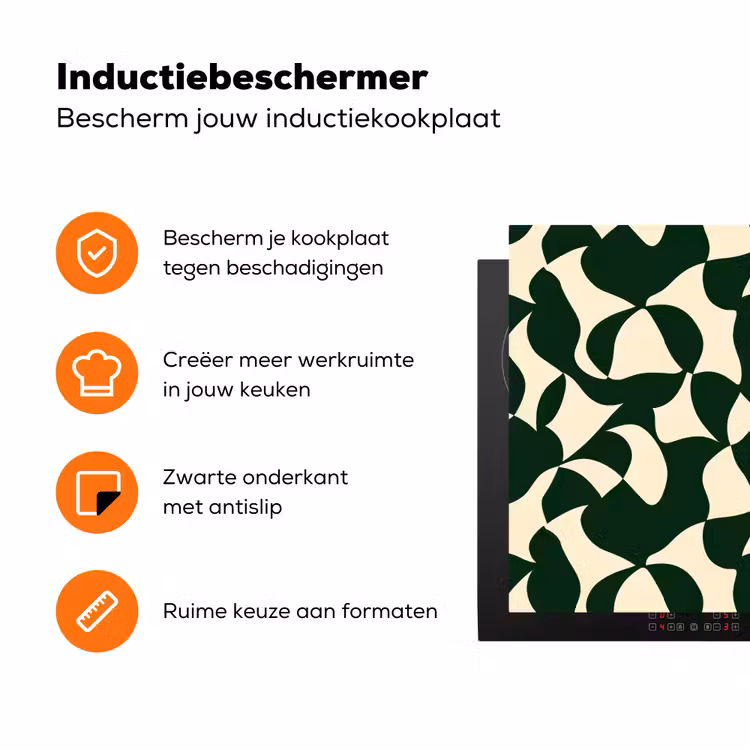 Groen - Organische vlakken - Crème Inductie beschermer vinyl 3mm klein 276 -zzzzzzz-td-ups