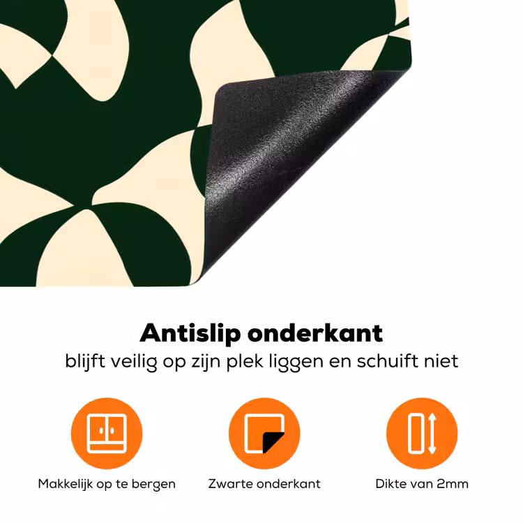 Groen - Organische vlakken - Crème Inductie beschermer vinyl 3mm klein 276 -zzzzzzz-td-onderkant