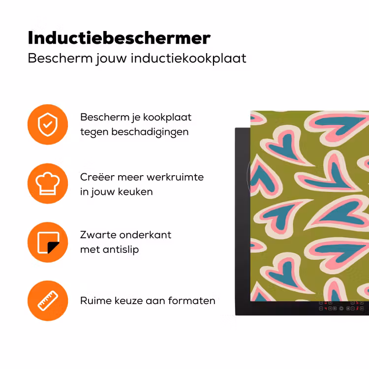 Groen - Retro - Hartjes - Patroon Inductie beschermer vinyl 3mm klein 276 -zzzzzzz-td-ups