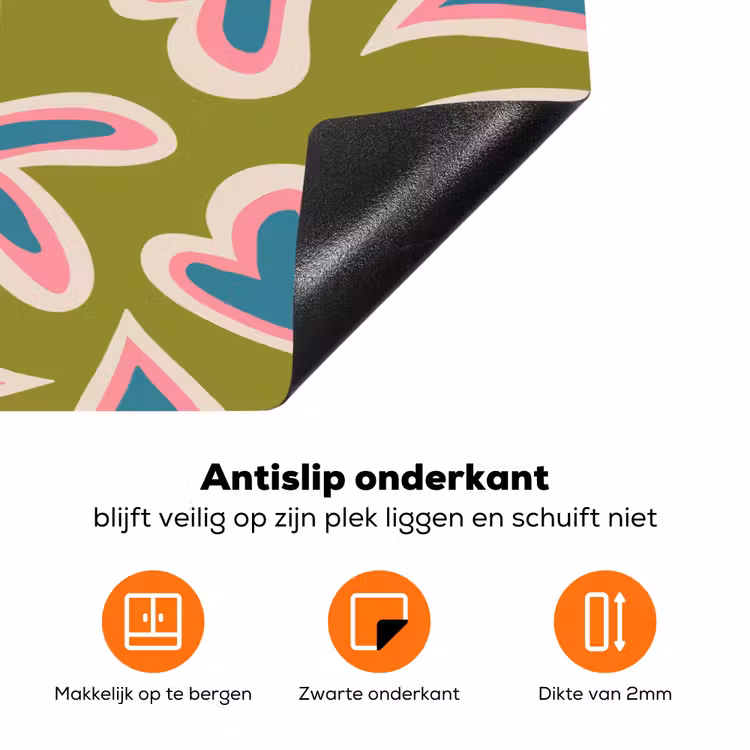 Groen - Retro - Hartjes - Patroon Inductie beschermer vinyl 3mm klein 276 -zzzzzzz-td-onderkant