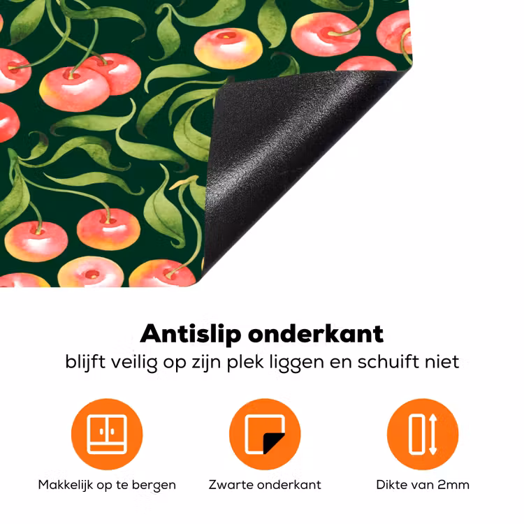 Groen - Rood - Kersen - Bladeren Inductie beschermer vinyl 3mm klein 276 -zzzzzzz-td-onderkant