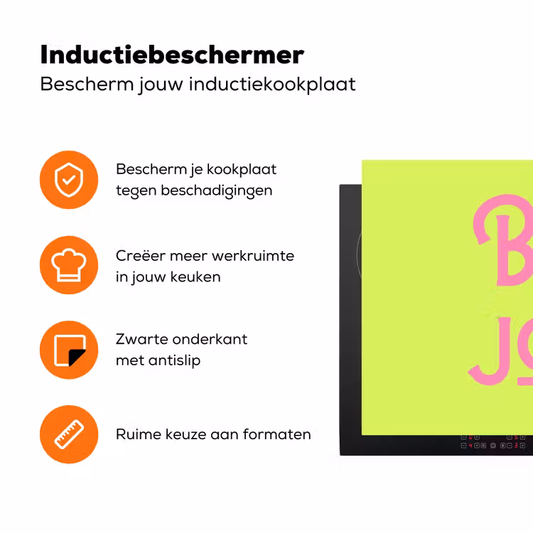 Groen - Roze bonjour - art-deco Inductie beschermer vinyl 3mm klein -zzzzzzz-td-ups