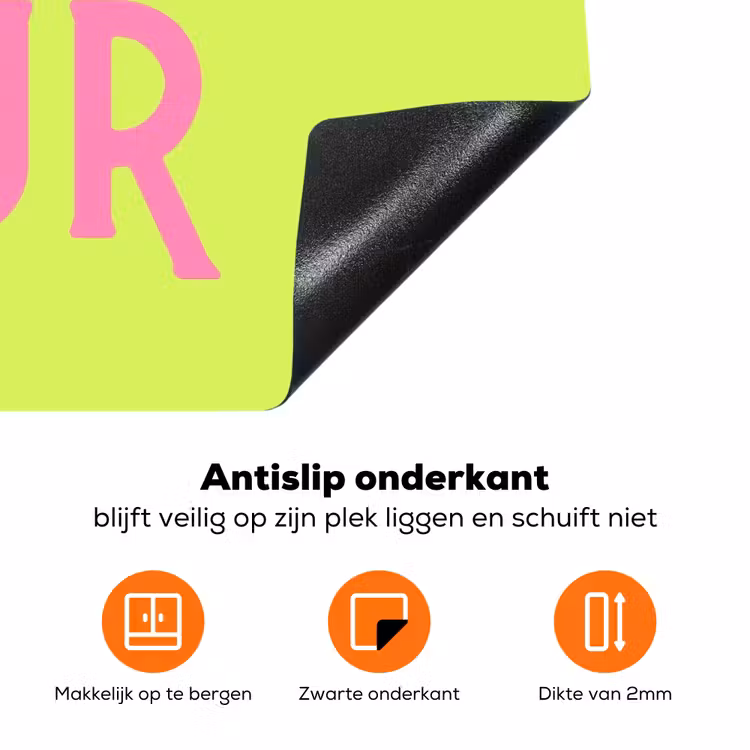 Groen - Roze bonjour - art-deco Inductie beschermer vinyl 3mm klein -zzzzzzz-td-onderkant