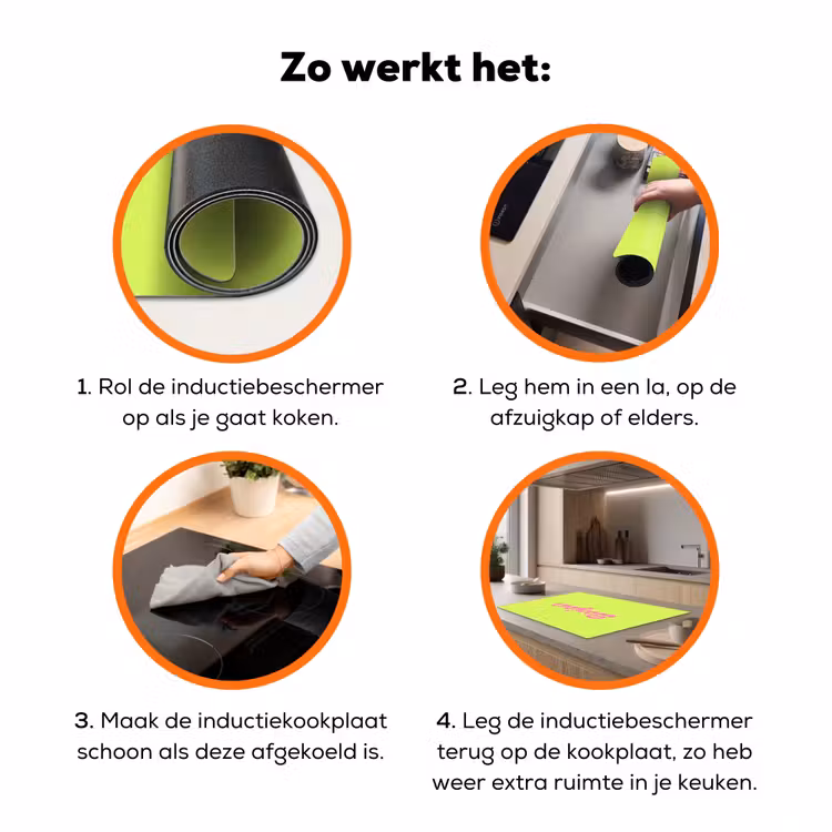 Groen - Roze bonjour - Retro Inductie beschermer vinyl 3mm klein -zzzzzzz-td-werking