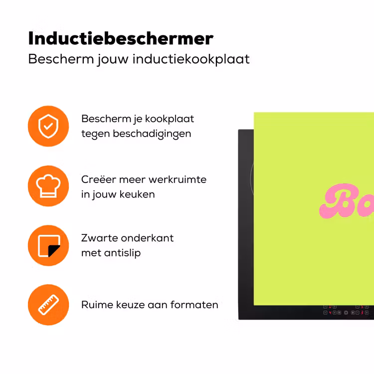 Groen - Roze bonjour - Retro Inductie beschermer vinyl 3mm klein -zzzzzzz-td-ups