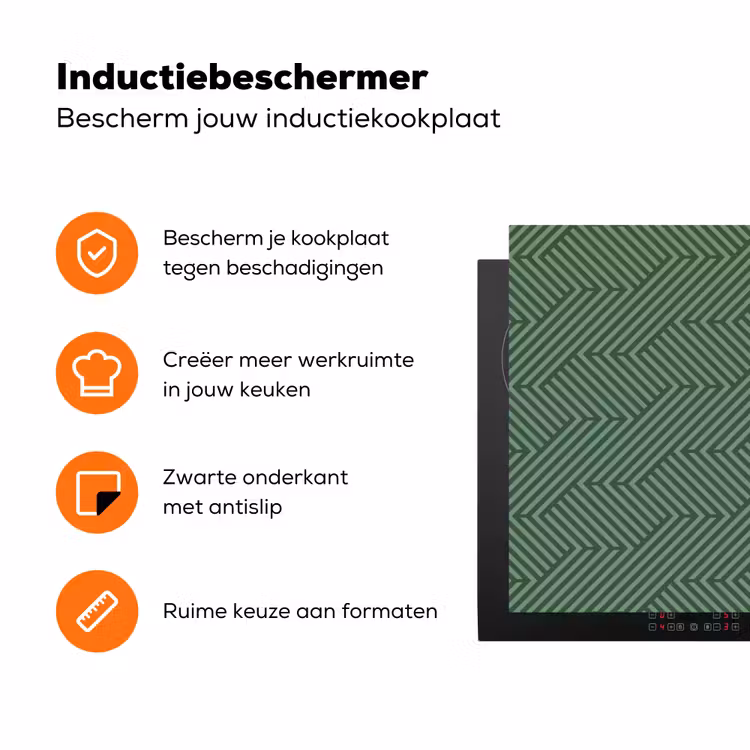 Groen - Strepen - Patroon Inductie beschermer vinyl 3mm klein 276 -zzzzzzz-td-ups