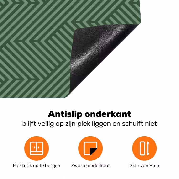 Groen - Strepen - Patroon Inductie beschermer vinyl 3mm klein 276 -zzzzzzz-td-onderkant
