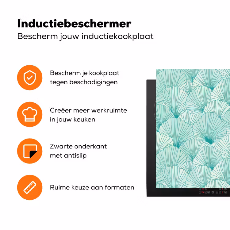 Groen - Wit - Ginko - Getekend - Textuur Inductie beschermer vinyl 3mm klein 276 -zzzzzzz-td-ups