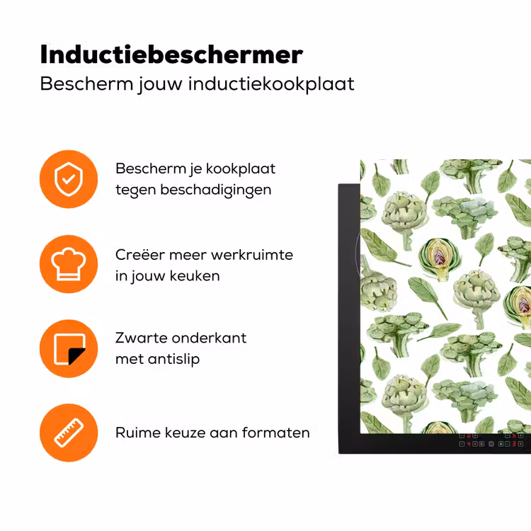 Groene - Groente - Broccoli - Artisjokken Inductie beschermer vinyl 3mm klein 276 -zzzzzzz-td-ups