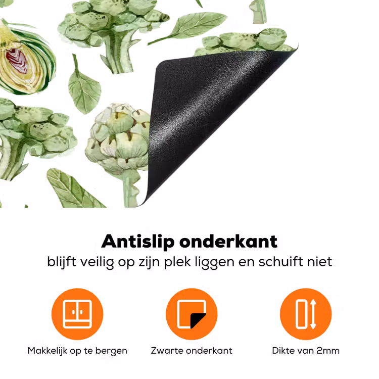 Groene - Groente - Broccoli - Artisjokken Inductie beschermer vinyl 3mm klein 276 -zzzzzzz-td-onderkant