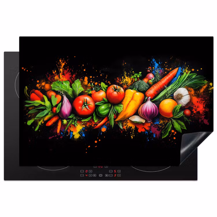 Groente - Eten - Kruiden - Graffiti - Koken Inductie beschermer vinyl 3mm klein -3d
