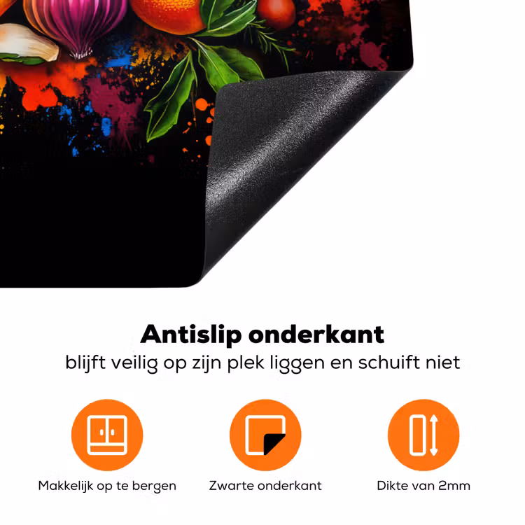 Groente - Eten - Kruiden - Graffiti - Koken Inductie beschermer vinyl 3mm klein -zzzzzzz-td-onderkant