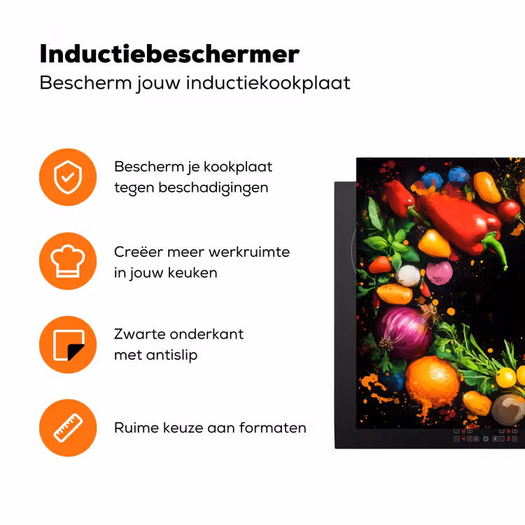 Groente - Graffiti - Kleurrijk - Koken - Abstract Inductie beschermer vinyl 3mm klein -zzzzzzz-td-ups