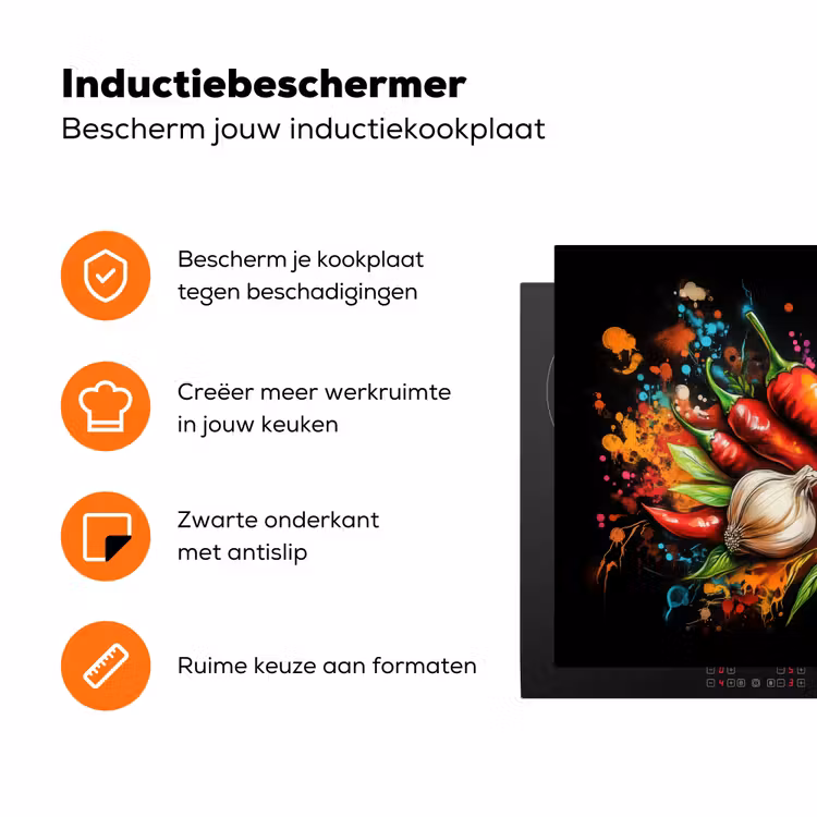 Groente - Peper - Knoflook - Graffiti - Verf - Kleurrijk Inductie beschermer vinyl 3mm klein -zzzzzzz-td-ups