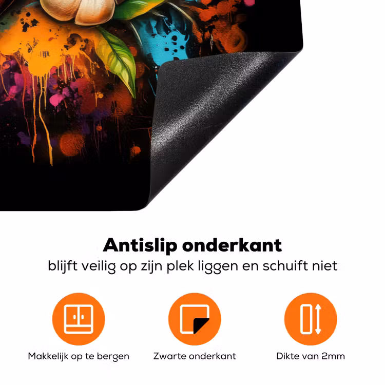 Groente - Peper - Knoflook - Graffiti - Verf - Kleurrijk Inductie beschermer vinyl 3mm klein -zzzzzzz-td-onderkant