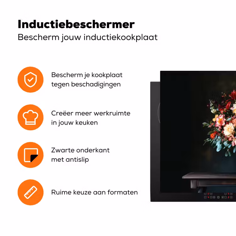 Groot - Bloemen - Vaas - Boeket Inductie beschermer vinyl 3mm klein -zzzzzzz-td-ups