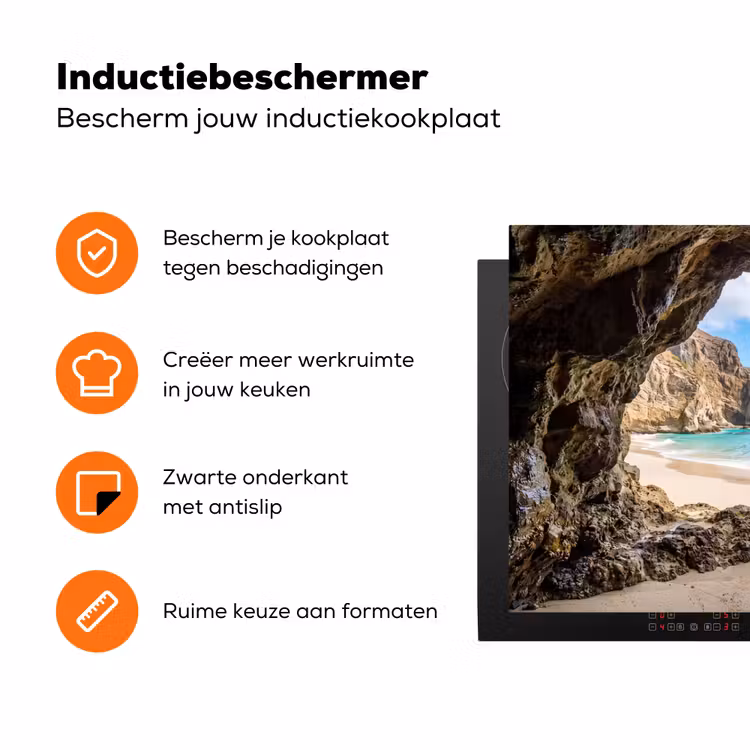 Grot - Strand - Zee - Blauw Inductie beschermer vinyl 3mm klein -zzzzzzz-td-ups