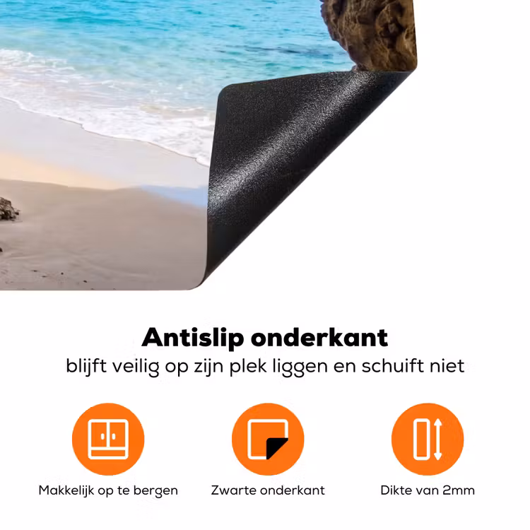 Grot - Strand - Zee - Blauw Inductie beschermer vinyl 3mm klein -zzzzzzz-td-onderkant