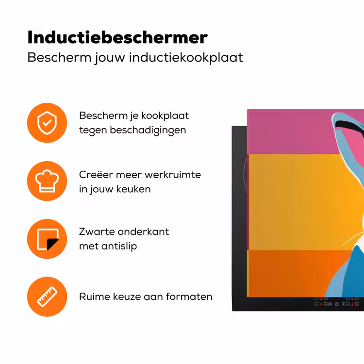 Haas - Kleurvakken - Oren - Roze Inductie beschermer vinyl 3mm klein -zzzzzzz-td-ups