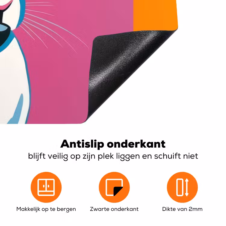 Haas - Kleurvakken - Oren - Roze Inductie beschermer vinyl 3mm klein -zzzzzzz-td-onderkant