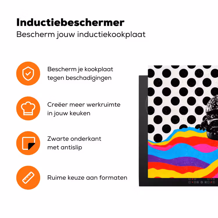 Hamburger - Stippen - Golven - Kleuren Inductie beschermer vinyl 3mm klein -zzzzzzz-td-ups