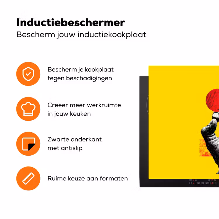 Hand - Rode cirkel - Geel Inductie beschermer vinyl 3mm klein -zzzzzzz-td-ups