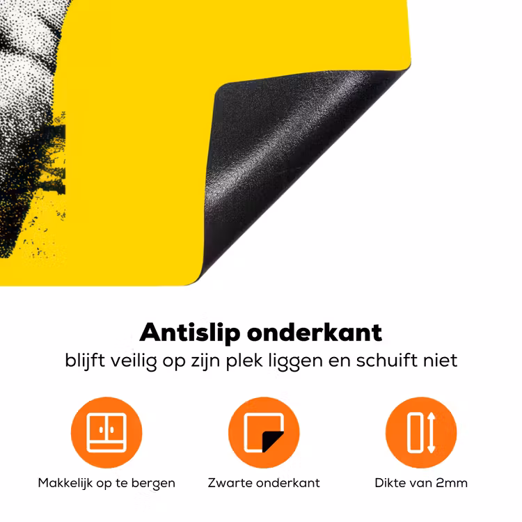 Hand - Rode cirkel - Geel Inductie beschermer vinyl 3mm klein -zzzzzzz-td-onderkant