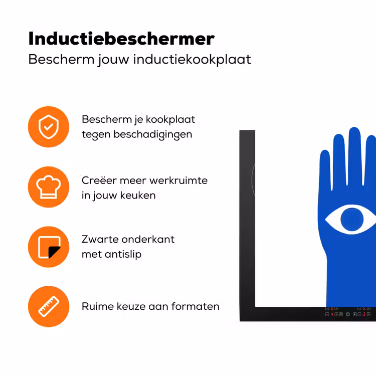 Handen - Twee - Ogen - Blauw Inductie beschermer vinyl 3mm klein -zzzzzzz-td-ups