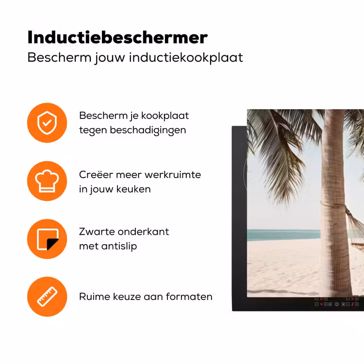 Hangmat - Palmbomen - Strand - Zee Inductie beschermer vinyl 3mm klein -zzzzzzz-td-ups