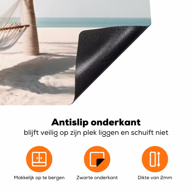 Hangmat - Palmbomen - Strand - Zee Inductie beschermer vinyl 3mm klein -zzzzzzz-td-onderkant