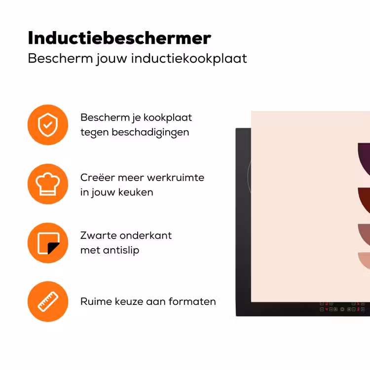 Harmonieus - Symmetrisch - Rood Inductie beschermer vinyl 3mm klein -zzzzzzz-td-ups