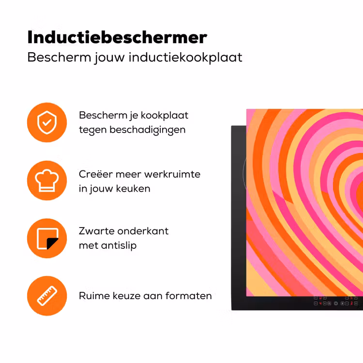 Hart - Concentrisch - Abstract - Liefde - Kleurrijk Inductie beschermer vinyl 3mm klein -zzzzzzz-td-ups