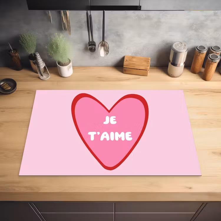 Hart - Frans - Valentijn - Roze Inductie beschermer vinyl 3mm klein -sfeer5