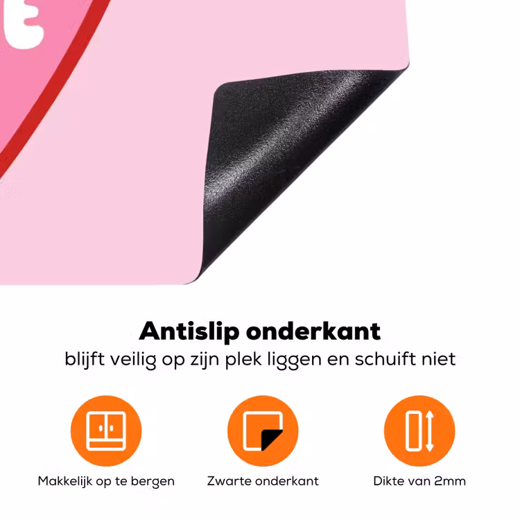 Hart - Frans - Valentijn - Roze Inductie beschermer vinyl 3mm klein -zzzzzzz-td-onderkant