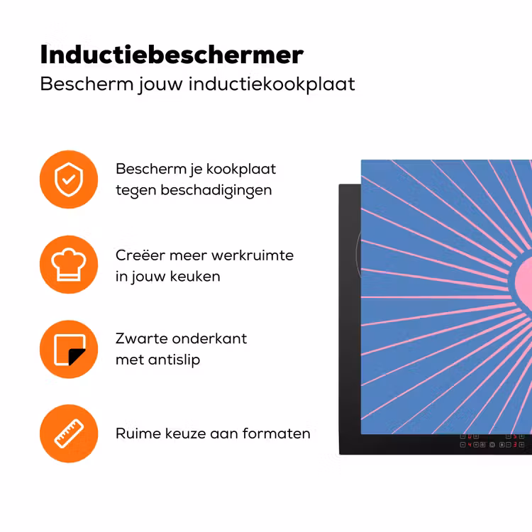 Hart - Stralen - Liefde - Modern - Roze Inductie beschermer vinyl 3mm klein -zzzzzzz-td-ups