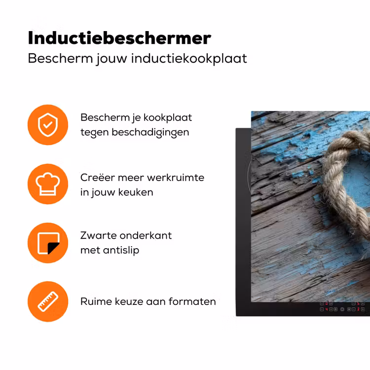 Hart - Touw - Hout - Rustiek Inductie beschermer vinyl 3mm klein -zzzzzzz-td-ups
