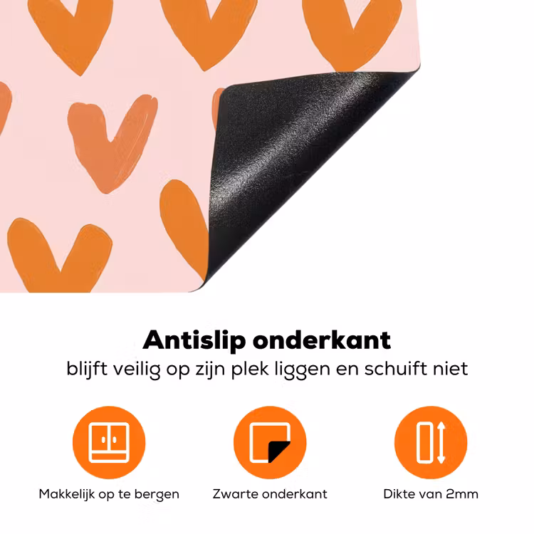 Hartjes - Getekend - Oranje Inductie beschermer vinyl 3mm klein 276 -zzzzzzz-td-onderkant
