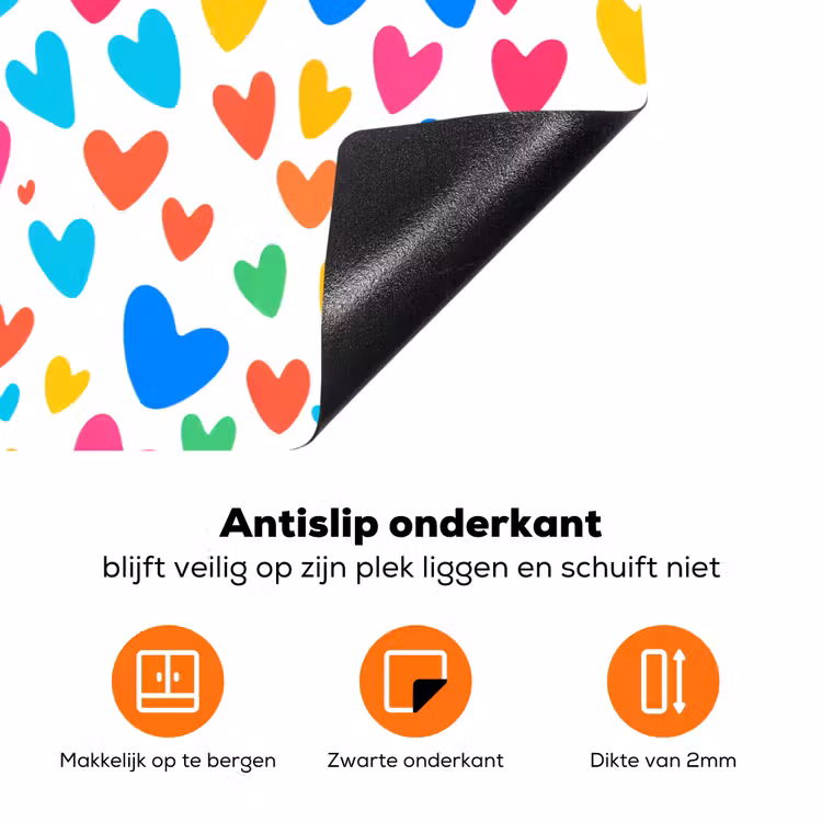 Hartjes - Kleurrijk - Patroon - Levendig Inductie beschermer vinyl 3mm klein -zzzzzzz-td-onderkant