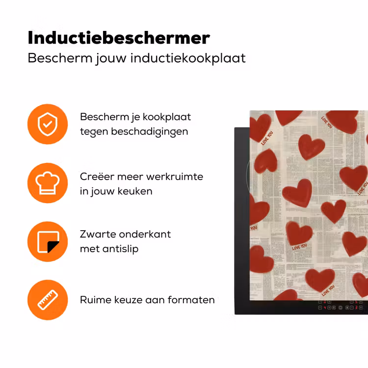 Hartjes - Krant - Loveyou Inductie beschermer vinyl 3mm klein -zzzzzzz-td-ups