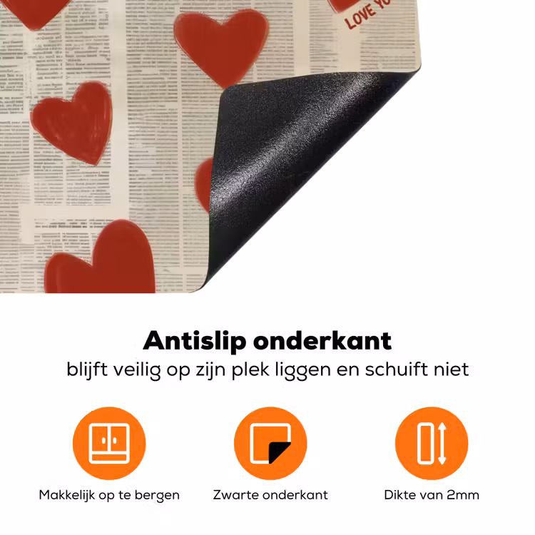 Hartjes - Krant - Loveyou Inductie beschermer vinyl 3mm klein -zzzzzzz-td-onderkant