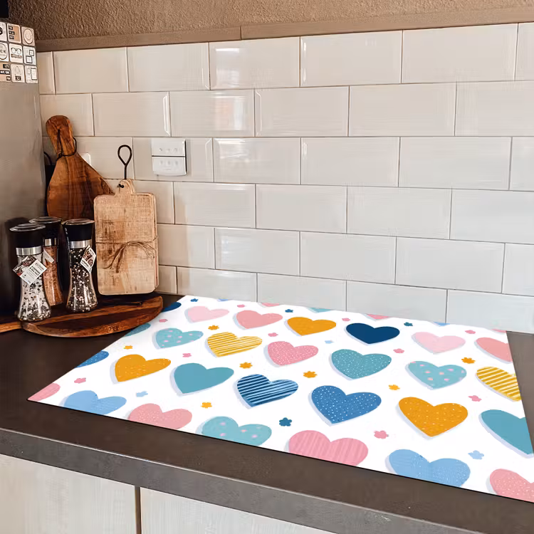 Hartjes - Pastel - Kleurcontrast - Handgetekend Inductie beschermer vinyl 3mm klein -sfeer3