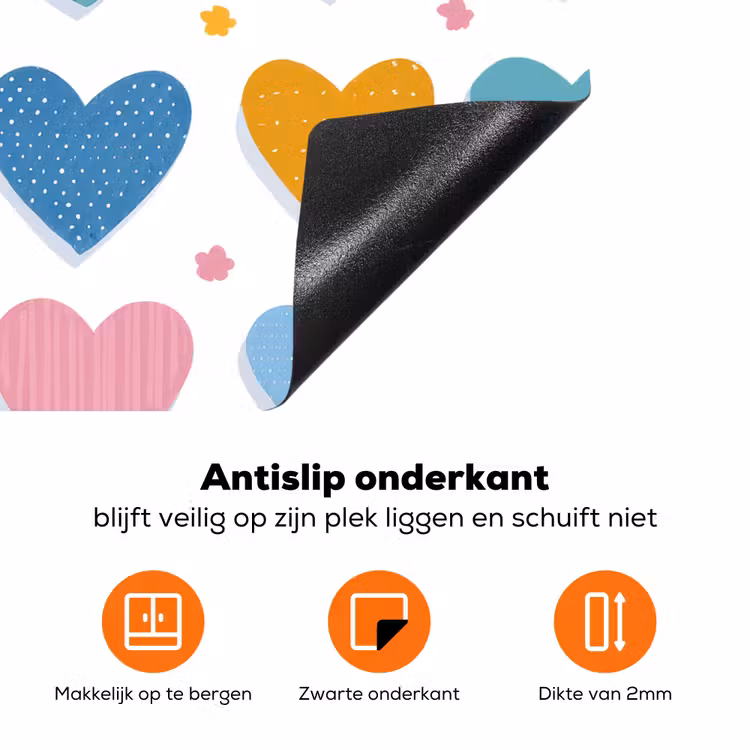 Hartjes - Pastel - Kleurcontrast - Handgetekend Inductie beschermer vinyl 3mm klein -zzzzzzz-td-onderkant