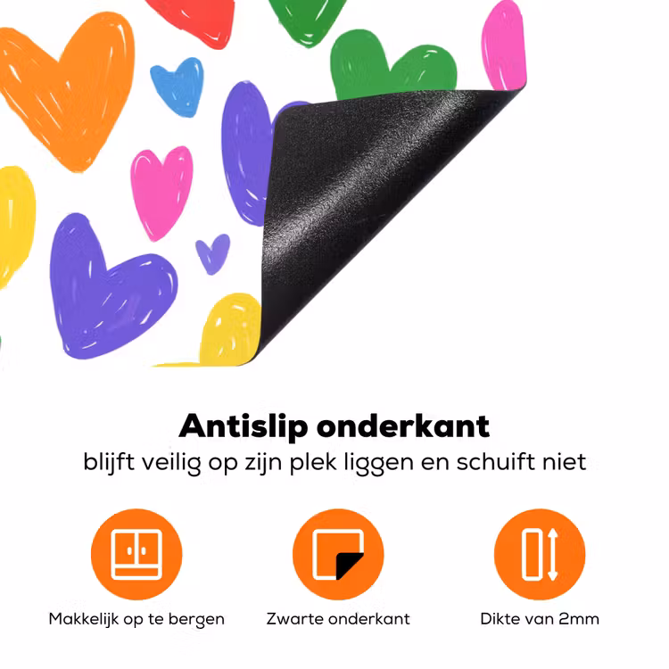 Hartjes - Patroon - Kleurrijk - Tekening Inductie beschermer vinyl 3mm klein -zzzzzzz-td-onderkant