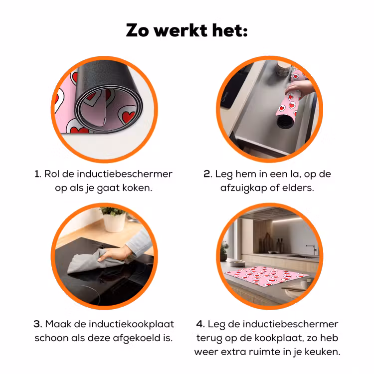 Hartjes - Patroon - Rood Inductie beschermer vinyl 3mm klein 276 -zzzzzzz-td-werking