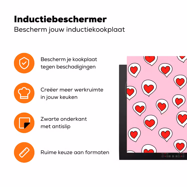 Hartjes - Patroon - Rood Inductie beschermer vinyl 3mm klein 276 -zzzzzzz-td-ups