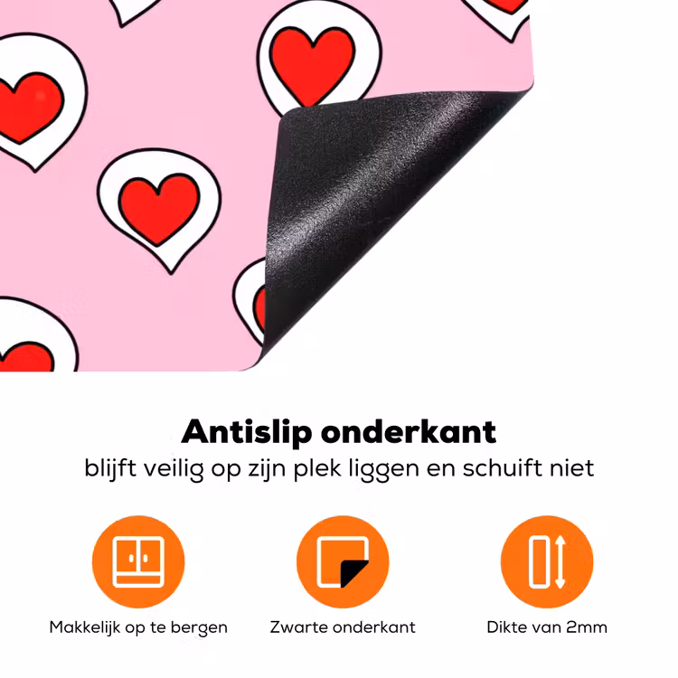 Hartjes - Patroon - Rood Inductie beschermer vinyl 3mm klein 276 -zzzzzzz-td-onderkant