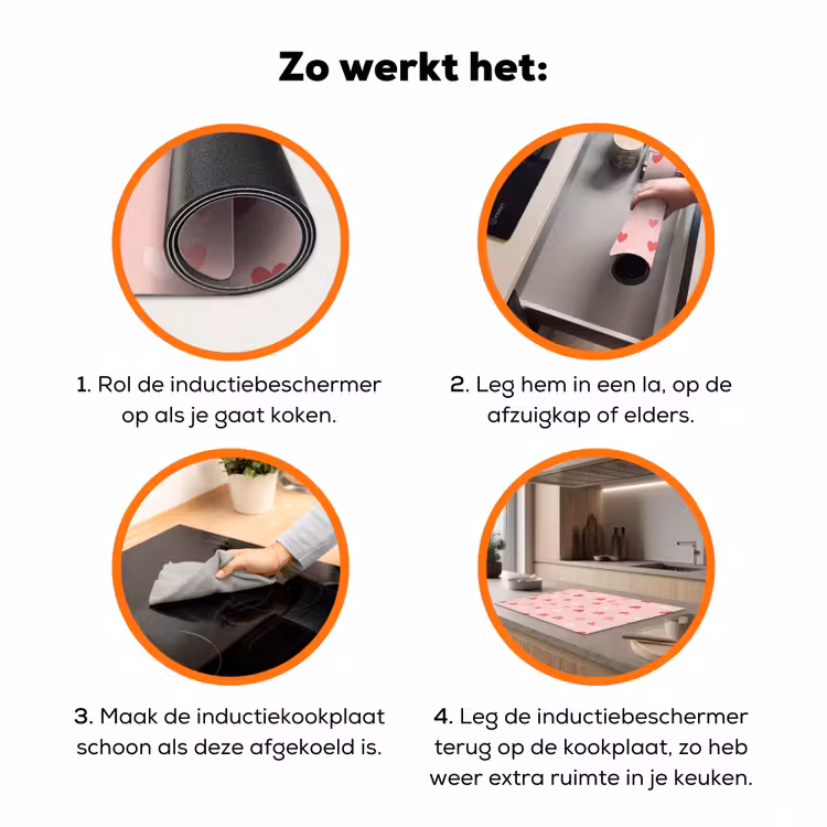Hartjes - Patroon - Roze - Eenvoudig Inductie beschermer vinyl 3mm klein -zzzzzzz-td-werking